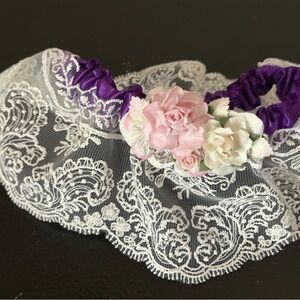 Hand Made Purple Lace Floral Garter - Elegant Women's Accessory